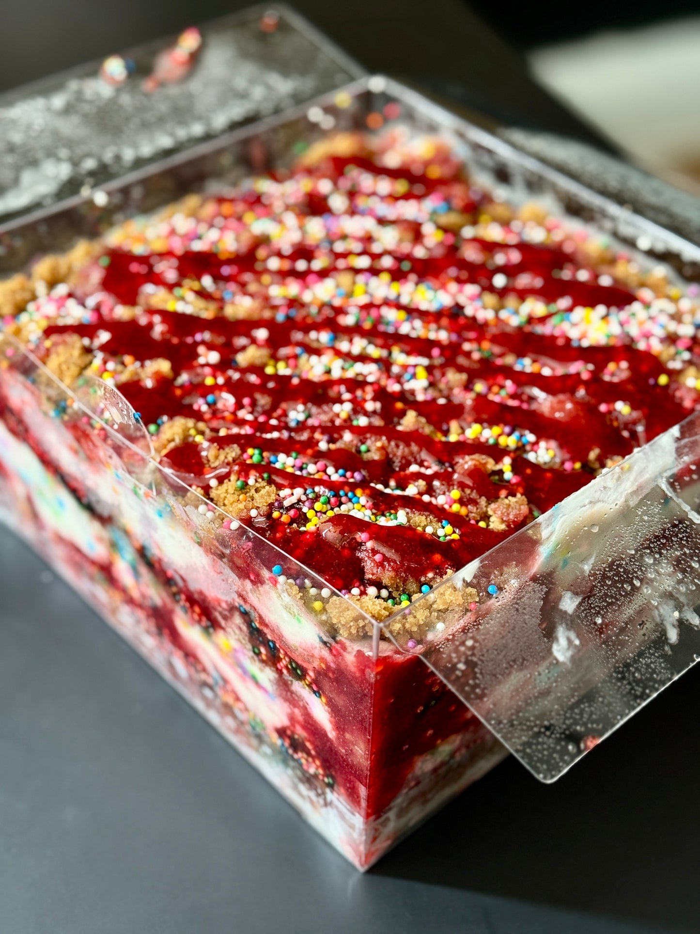 Ice-cream Trifle Cake: Birthday Cake & Strawberries : nondairy