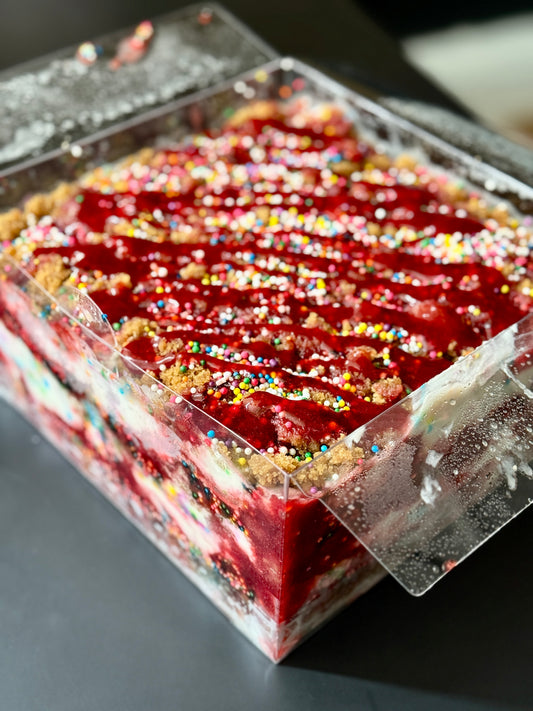 Ice-cream Trifle Cake: Birthday Cake & Strawberries : nondairy